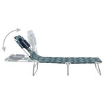 vidaXL Chaise longue pliable coussin de tête Acier Motif de feuilles