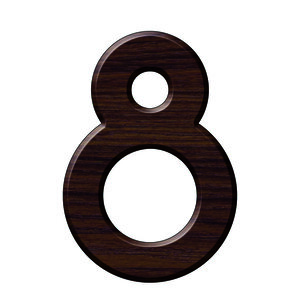 Numéro 8-Numéro adhésif pour boîtes aux lettres - Résine de 3 mm, hauteur environ 50 mm - Taurus (chêne foncé)