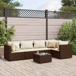vidaXL Salon de jardin 6 Pièces avec coussins Marron Résine tressée
