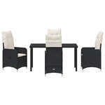 vidaXL Ensemble de salle à manger de jardin   5 pièces avec coussins en poly rotin noir.