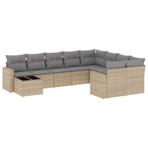 vidaXL Salon de jardin avec coussins 10 Pièces beige résine tressée