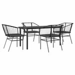 vidaXL Ensemble à manger de jardin et coussins 5 Pièces noir rotin verre