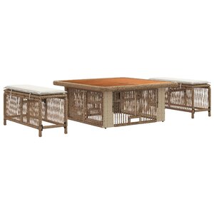 vidaXL Ensemble de salle à manger pour jardin 3 Pièces Beige et crème