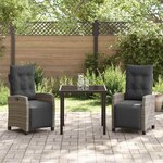 vidaXL Ensemble de salle à manger pour jardin 3 Pièces Gris polyrotin