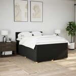 vidaXL Sommier à lattes de lit avec matelas Noir 140x190 cm Tissu