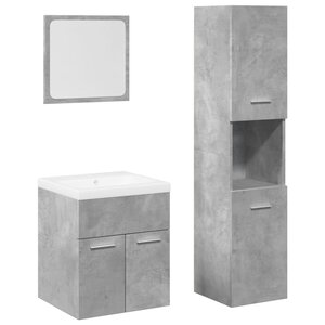 vidaXL Ensemble de meubles de salle de bain 4 Pièces gris béton