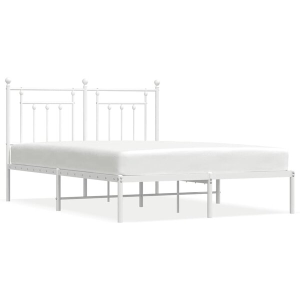 vidaXL Cadre de lit métal sans matelas et tête de lit blanc 150x200 cm