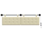 vidaXL Tête de lit suspendue Avec lumière LED Crème Simili cuir