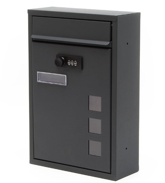 Boite aux lettres murale serrure à code 21 5x9x32cm anthracite