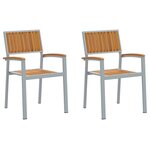 vidaXL Chaise empilable 2 Pièces Marron 56 x 57 x 87 cm