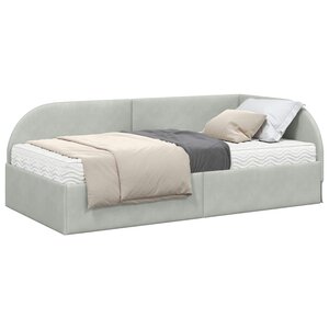 vidaXL Cadre de lit d'angle avec matelas 2 pc Gris clair 100 x 200 cm