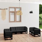 vidaXL Salon de jardin 7 Pièces avec coussins Bois de pin massif