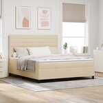 vidaXL Lit à ressorts avec matelas crème super king en tissu