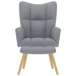 vidaXL Chaise de relaxation avec repose-pied Gris clair Tissu