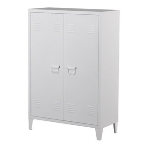 Casier de bureau armoire meuble de rangement pour bureau atelier chambre acier de bureau métallique à 2 portes 110 x 75 x 33 cm blanc 03_0006334