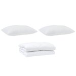 vidaXL Couette avec oreiller 3 Pièces Blanc Microfibre