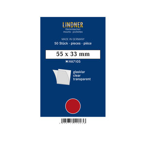 Pochettes simple soudure 55 x 33 mm pour timbres-poste. Fond - Transparent