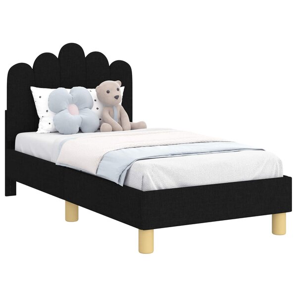 vidaXL Cadre de lit pour tout-petit avec tête de lit Noir 70 x 140 cm