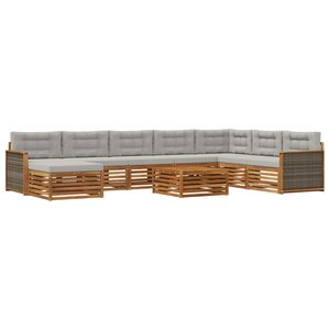 vidaXL Ensemble de canapés d'extérieur 9 Pièces Naturel et gris clair
