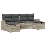 vidaXL Ensemble de Canapé de Jardin 6 Pièces avec Coussins Gris Clair Poly Rattan