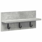 vidaXL Porte-manteau mural avec étagère Gris béton 40 x 10.5 x 18 cm