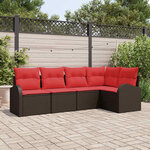 vidaXL Ensemble de canapé de jardin 5 Pièces Marron polyrotin