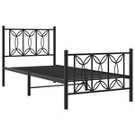 vidaXL Cadre de lit métal sans matelas avec pied de lit noir 75x190 cm