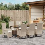 vidaXL Ensemble de salle à manger pour jardin 9 Pièces Beige polyrotin