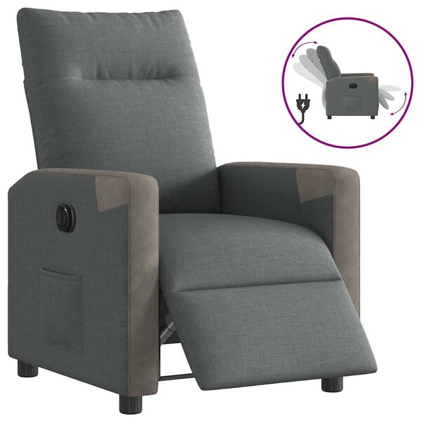 vidaXL Fauteuil inclinable électrique Gris foncé Tissu