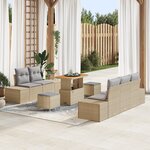 Set de Canapé de Jardin vidaXL 8 pièces avec Coussins Beige Rotin Synthétique Acacia