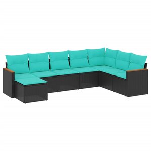 vidaXL Salon de jardin 8 Pièces avec coussins noir résine tressée