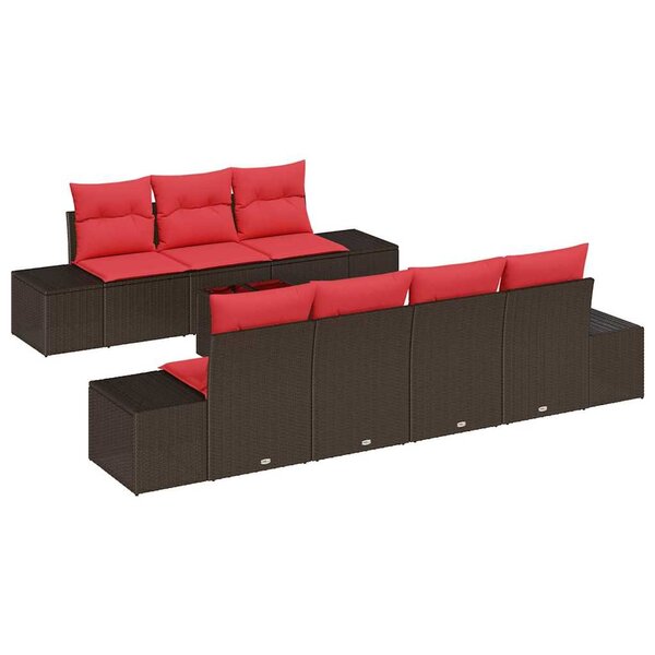 vidaXL Ensemble de canapé de jardin avec coussin 8 Pièces Beige et Rouge