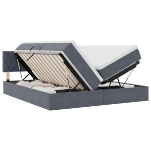 vidaXL Lit de rangement LED avec matelas Gris foncé 180 x 200 cm