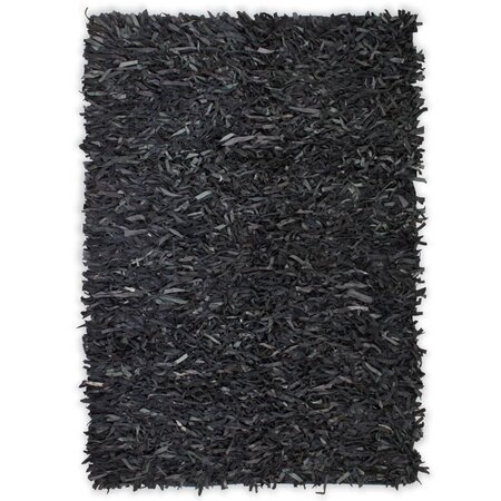 Vidaxl tapis shaggy cuir véritable 120 x 170 cm gris