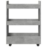 vidaXL Chariot de rangement étroit 3 niveaux gris béton
