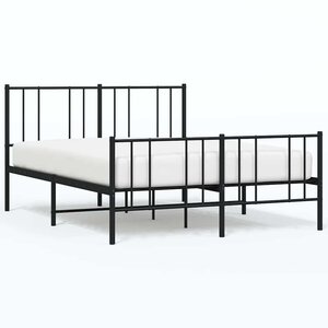 vidaXL Cadre de lit métal sans matelas avec pied de lit noir 120x190cm
