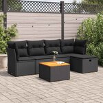 vidaXL Salon de jardin 6 Pièces avec coussins noir résine tressée