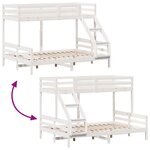 vidaXL Lit superposé sans matelas 90x200/140x200 cm blanc bois massif