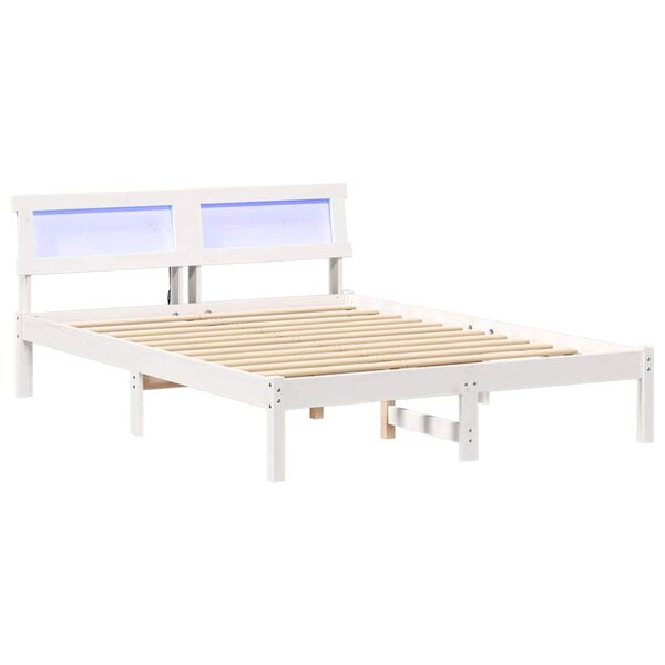 vidaXL Cadre de lit Blanc 135 x 190 cm Bois massif en pin