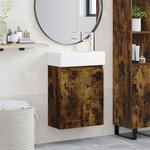 vidaXL Meuble de salle de bain avec robinet Chêne fumé