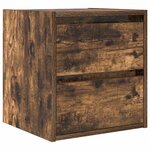 vidaXL Table de chevet murale chêne fumé 38x34x40 cm