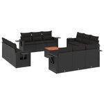 vidaXL Salon de jardin avec coussins 13 Pièces noir résine tressée