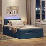 vidaXL Lit ottoman avec matelas et LED bleu 120x190 cm tissu