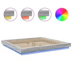 vidaXL Cadre de lit et lumières LED sans matelas sonoma gris 200x200cm