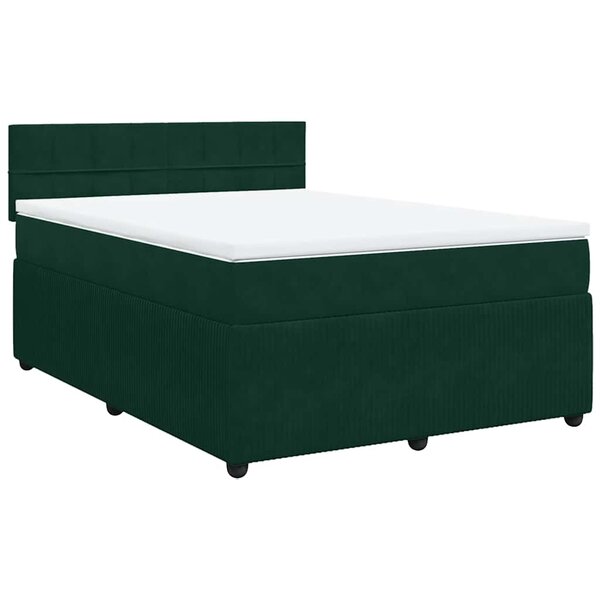 vidaXL Sommier à lattes de lit et matelas Vert foncé 140x190cm Velours