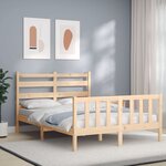 vidaXL Cadre de lit avec tête de lit 140x200 cm bois massif
