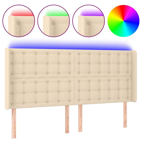 vidaXL Tête de lit à LED Crème 183x16x118/128 cm Tissu