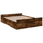 vidaXL Cadre de lit avec tiroirs sans matelas chêne fumé 120x190 cm