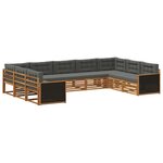 vidaXL Ensemble de canapés d'extérieur 9 Pièces Naturel et Anthracite