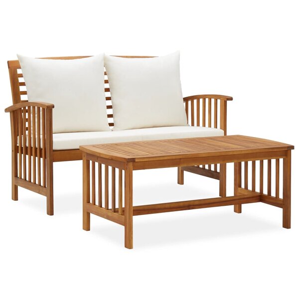 vidaXL Salon de jardin 2 Pièces avec coussins bois d'acacia solide